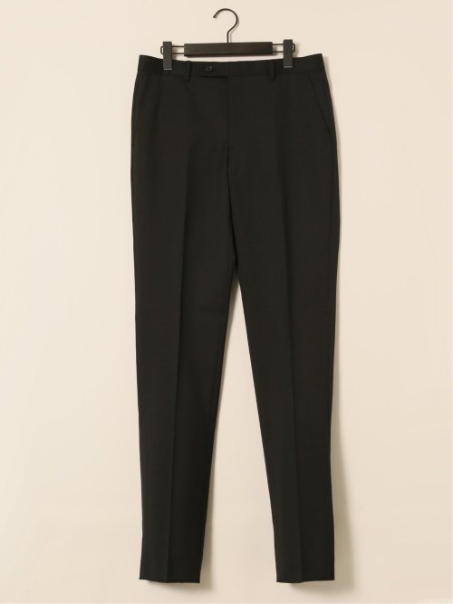 ウール混ストレッチ レギュラーフィット 2ボタン2ピーススーツ 黒