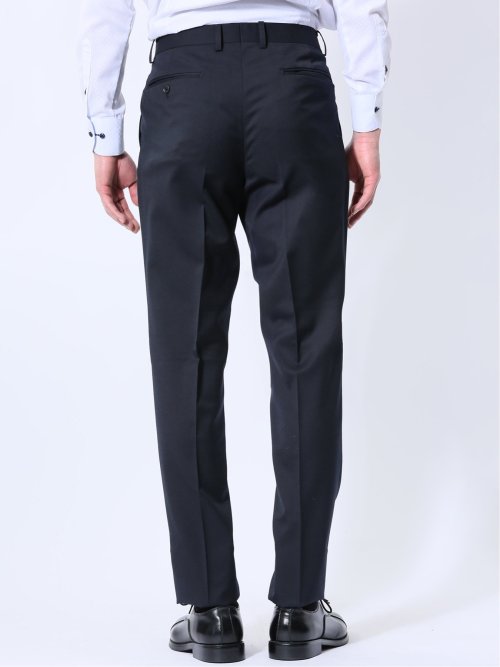 ウール混ストレッチ レギュラーフィット 2ボタン2ピーススーツ 紺