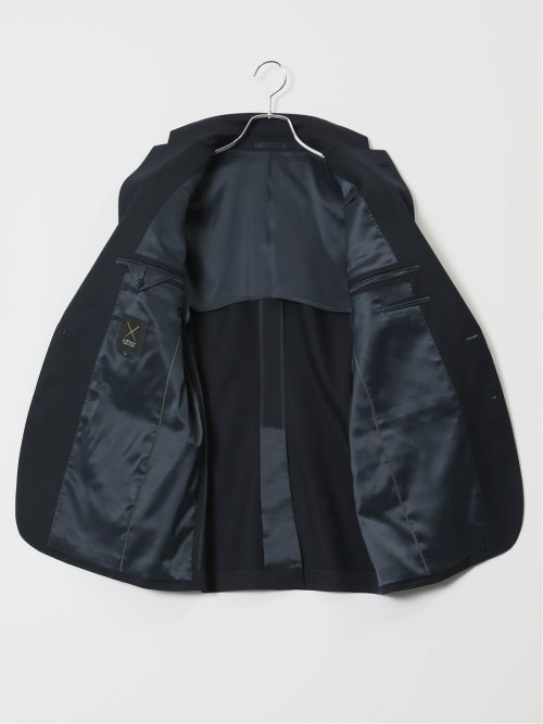 ウール混ストレッチ レギュラーフィット 2ボタン2ピーススーツ 紺