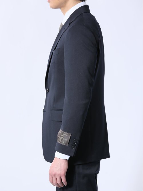 ウール混ストレッチ レギュラーフィット 2ボタン2ピーススーツ 紺