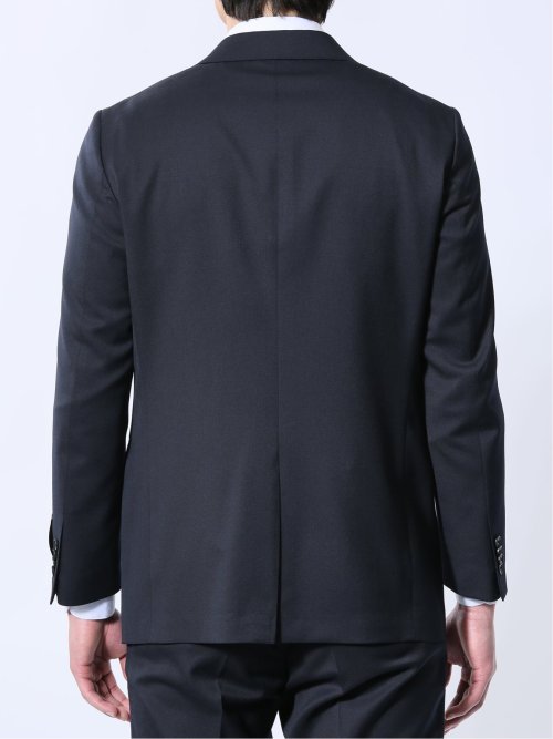 ウール混ストレッチ レギュラーフィット 2ボタン2ピーススーツ 紺