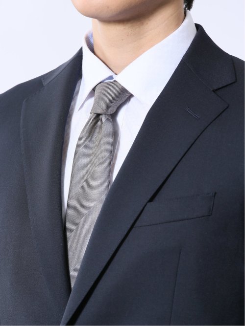 ウール混ストレッチ レギュラーフィット 2ボタン2ピーススーツ 紺