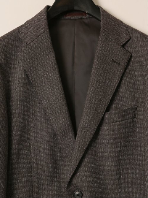 ウール混ストレッチ レギュラーフィット 2ボタン2ピーススーツ ピンヘッド茶