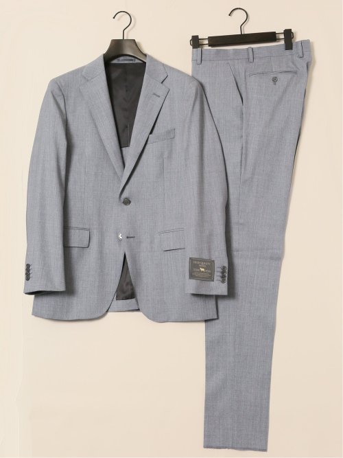 ウール100% レギュラーフィット 2ボタン2ピーススーツ 杢ライトグレー