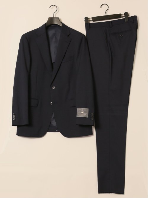 ウール100% レギュラーフィット 2ボタン2ピーススーツ 紺