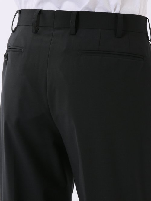 ウール混 ストレッチ スリムフィット 2ボタン 2ピース スーツ 無地 黒