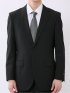 ウール混 ストレッチ スリムフィット 2ボタン 2ピース スーツ 無地 黒