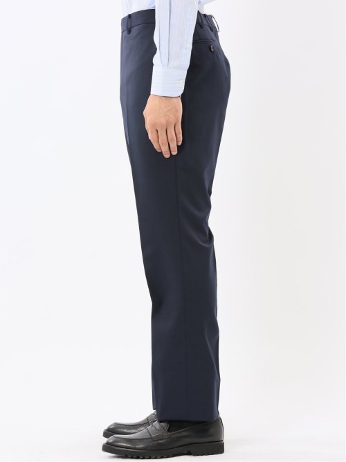 ウール混ストレッチ レギュラーフィット 2ボタン2ピーススーツ 無地紺