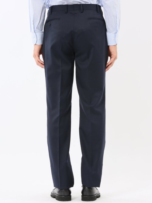 ウール混ストレッチ レギュラーフィット 2ボタン2ピーススーツ 無地紺