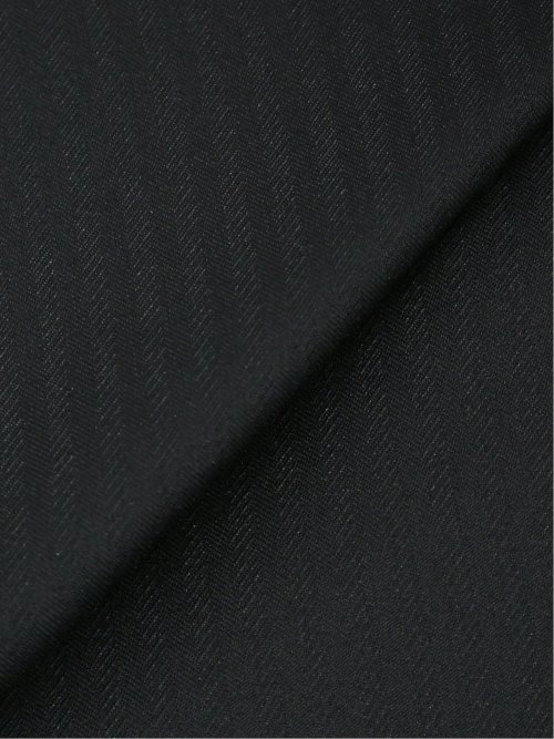 光沢ストレッチ スリムフィット 2ボタン3ピーススーツ ヘリンボン黒