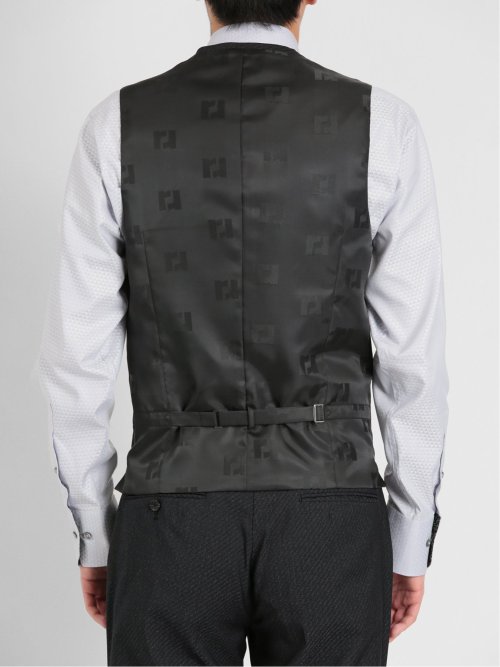 超光沢ストレッチ スリムフィット 2ボタン3ピーススーツ シャドーカルゼグレー