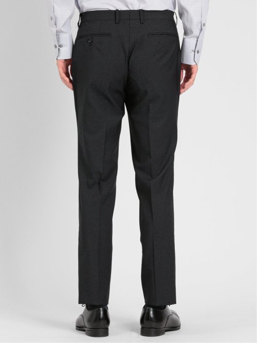 超光沢ストレッチ スリムフィット 2ボタン3ピーススーツ シャドーカルゼグレー