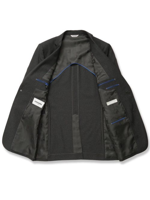 超光沢ストレッチ スリムフィット 2ボタン3ピーススーツ シャドーカルゼグレー