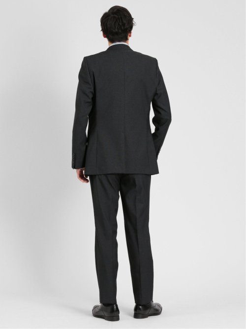 超光沢ストレッチ スリムフィット 2ボタン3ピーススーツ シャドーカルゼグレー