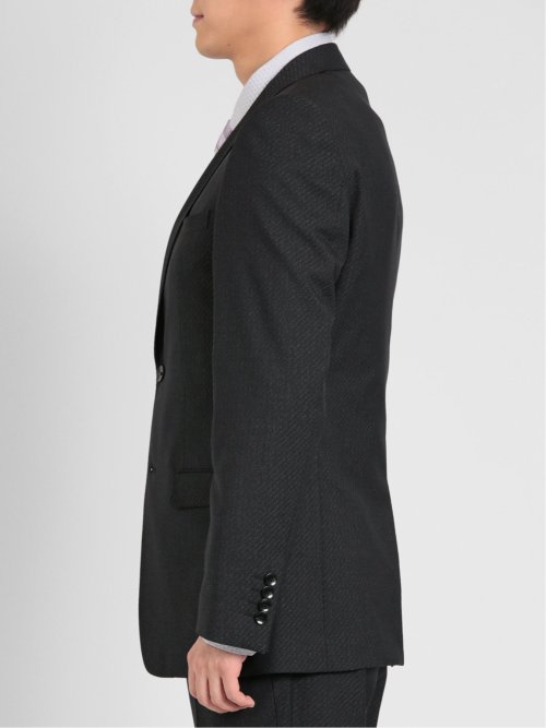 超光沢ストレッチ スリムフィット 2ボタン3ピーススーツ シャドーカルゼグレー