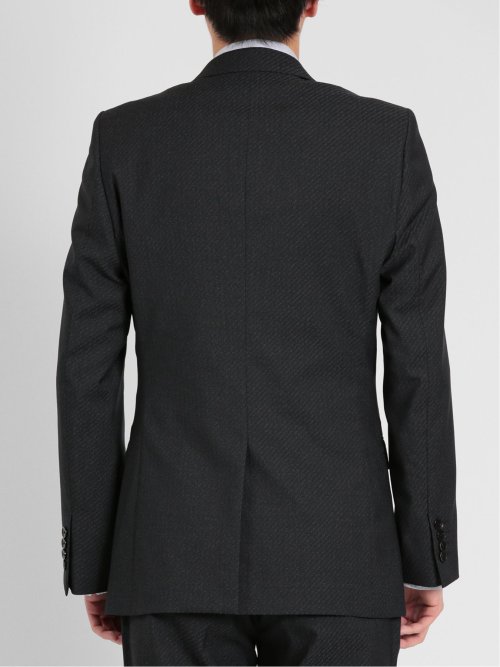 超光沢ストレッチ スリムフィット 2ボタン3ピーススーツ シャドーカルゼグレー