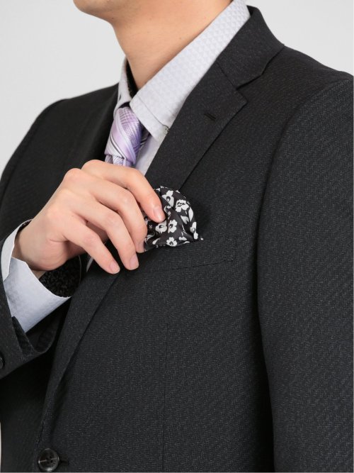 超光沢ストレッチ スリムフィット 2ボタン3ピーススーツ シャドーカルゼグレー