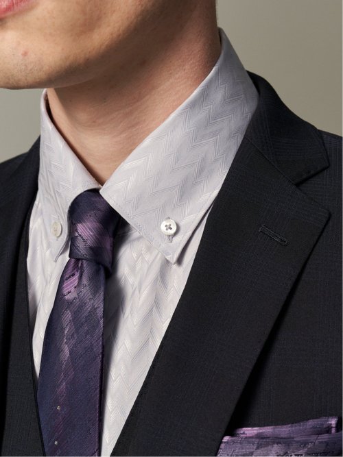 超光沢ストレッチ スリムフィット 2ボタン3ピーススーツ チェック紺