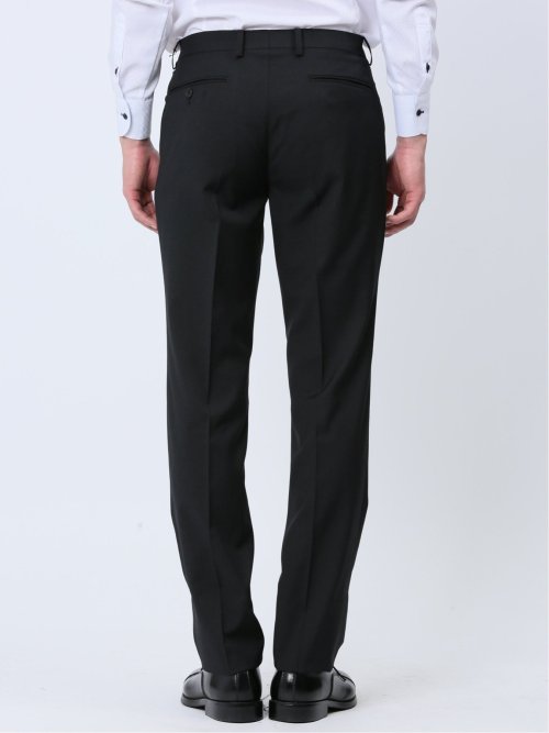 超光沢ストレッチ スリムフィット 2ボタン3ピーススーツ シャドーヘリンボン黒