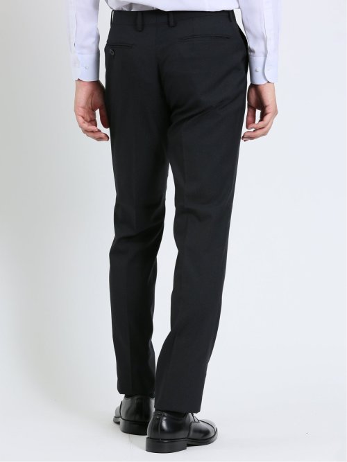 超光沢ストレッチ スリムフィット 2ボタン3ピーススーツ ジオメトリック紺