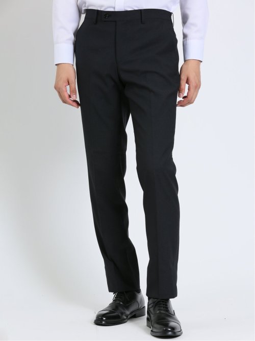 超光沢ストレッチ スリムフィット 2ボタン3ピーススーツ ジオメトリック紺