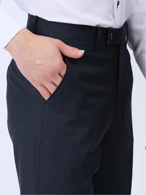 超光沢ストレッチ スリムフィット 2ボタン3ピーススーツ マイクロ紺