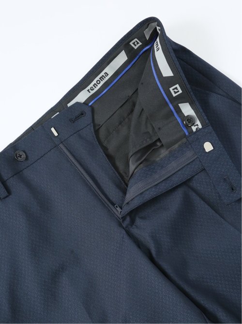 超光沢ストレッチ スリムフィット 2ボタン3ピーススーツ マイクロ紺