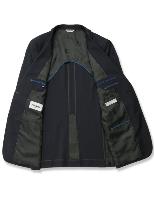 超光沢ストレッチ スリムフィット 2ボタン3ピーススーツ 千鳥紺