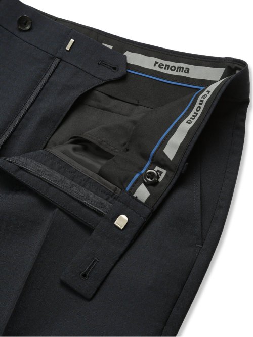 超光沢ストレッチ スリムフィット 2ボタン3ピーススーツ 千鳥紺