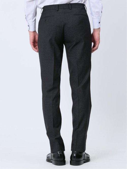 超光沢ストレッチ スリムフィット 2ボタン3ピーススーツ 杢グレー