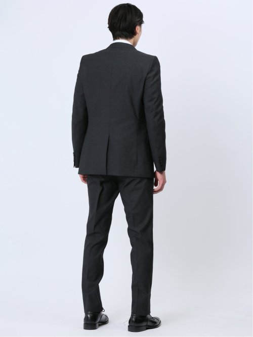 超光沢ストレッチ スリムフィット 2ボタン3ピーススーツ 杢グレー