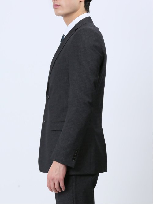 超光沢ストレッチ スリムフィット 2ボタン3ピーススーツ 杢グレー