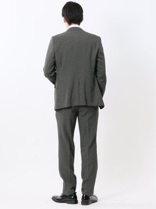 トラベストストレッチ スリムフィット 2ボタン3ピーススーツ 千鳥