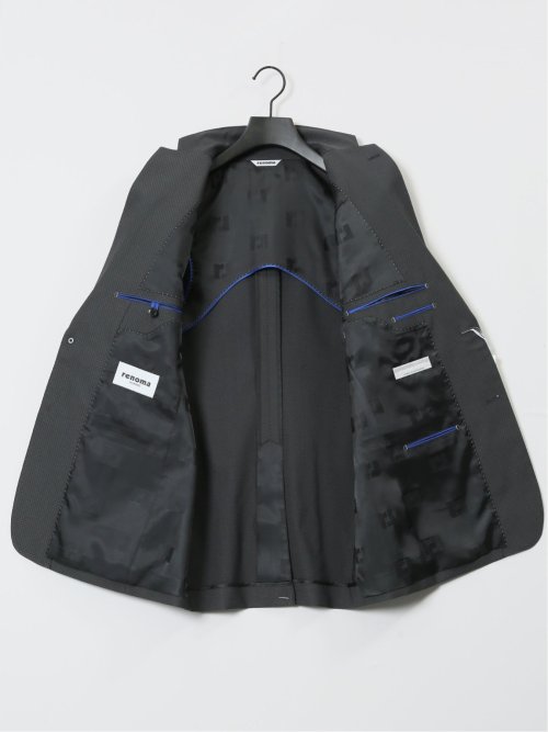 超光沢ストレッチ スリムフィット 2ボタン3ピーススーツ ジオメトリックグレー