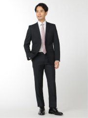 軽量光沢ストレッチ スリムフィット 2ボタン2ピーススーツ シャドーストライプ紺