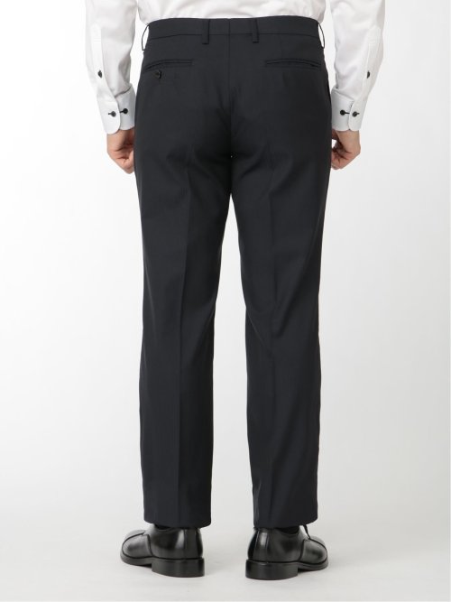 軽量光沢ストレッチ スリムフィット 2ボタン2ピーススーツ シャドーストライプ紺