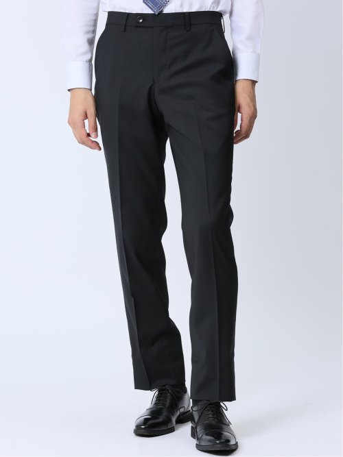 光沢ストレッチ スリムフィット 2ボタン3ピーススーツ ジオメトリック黒