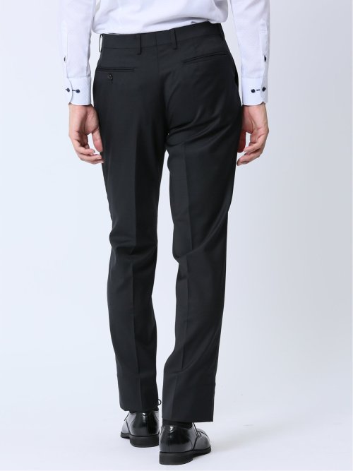 光沢ストレッチ スリムフィット 2ボタン3ピーススーツ ジオメトリック黒