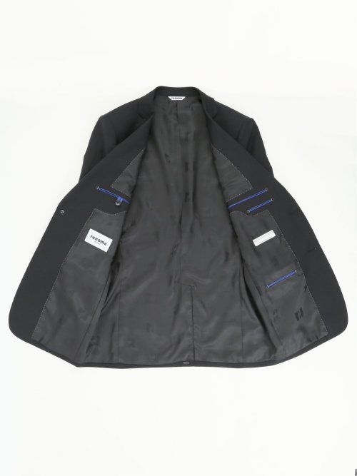 光沢ストレッチ スリムフィット 2ボタン3ピーススーツ ジオメトリック黒