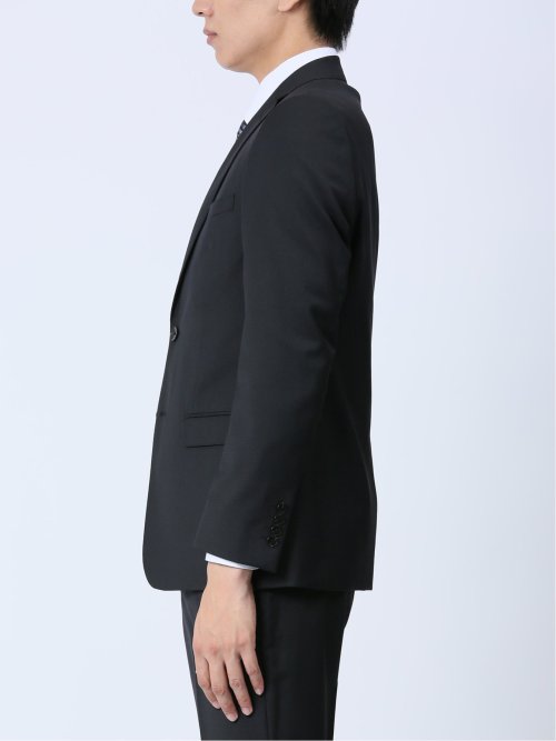 光沢ストレッチ スリムフィット 2ボタン3ピーススーツ ジオメトリック黒