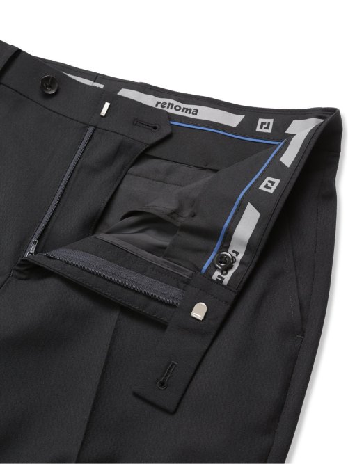 超光沢ストレッチ スリムフィット 2ボタン3ピーススーツ ジオメトリック黒