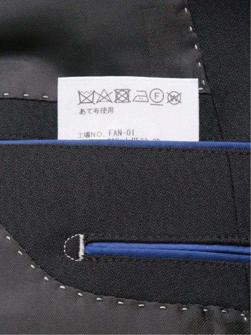 超光沢ストレッチ スリムフィット 2ボタン3ピーススーツ ジオメトリック黒