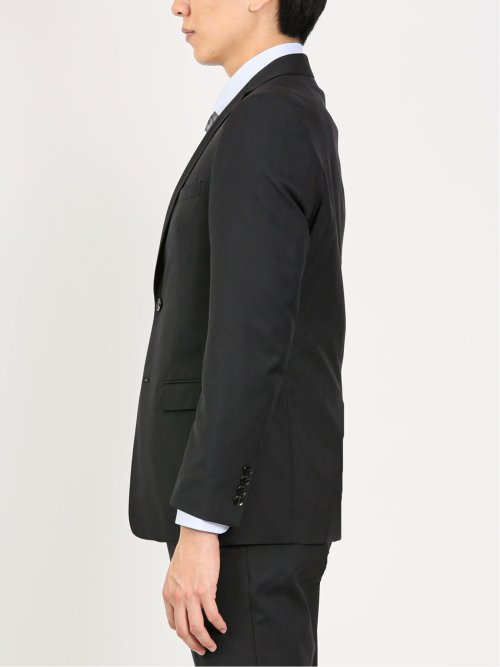 超光沢ストレッチ スリムフィット 2ボタン3ピーススーツ ジオメトリック黒