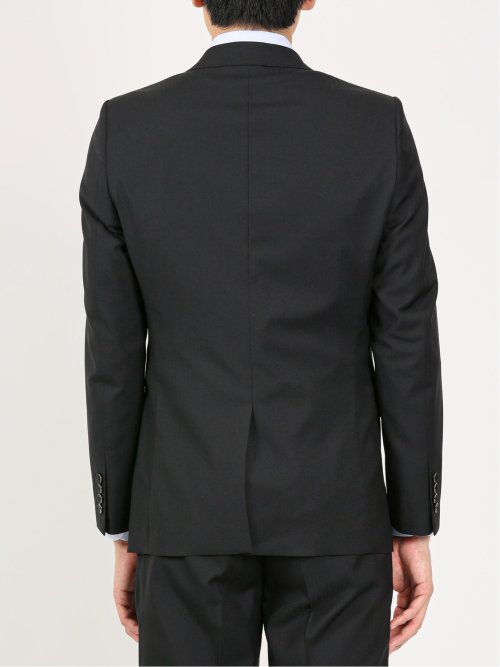 超光沢ストレッチ スリムフィット 2ボタン3ピーススーツ ジオメトリック黒