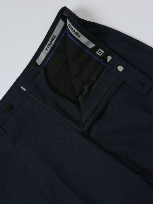 超光沢ストレッチ スリムフィット 2ボタン3ピーススーツ ジオメトリック紺