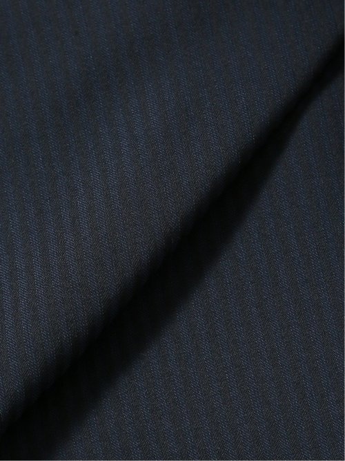 超光沢ストレッチ スリムフィット 2ボタン3ピーススーツ シャドーストライプ紺