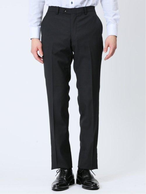 超光沢ストレッチ スリムフィット 2ボタン3ピーススーツ 千鳥黒