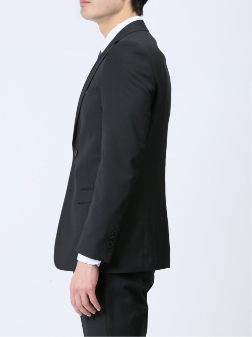 超光沢ストレッチ スリムフィット 2ボタン3ピーススーツ 千鳥黒