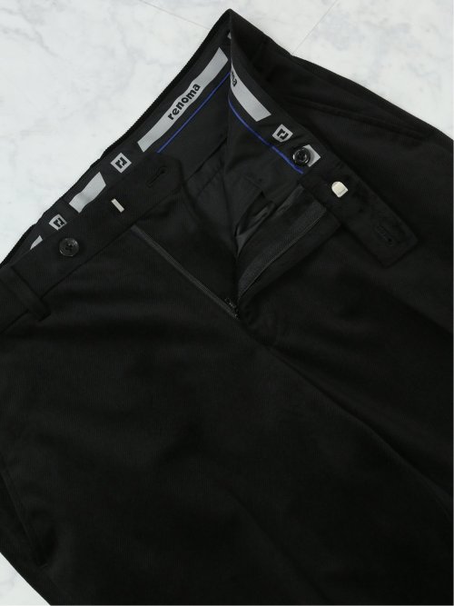 ベルベット調 スリムフィット 2ボタン3ピーススーツ カルゼ黒