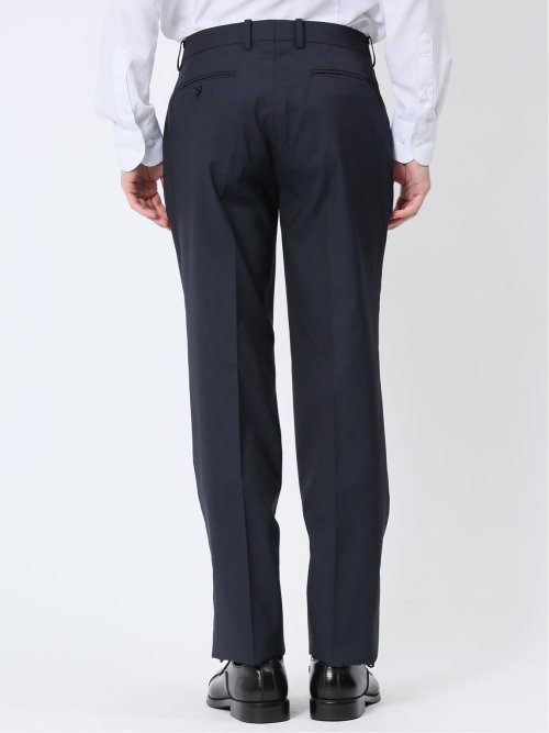 超光沢ストレッチ スリムフィット 2ボタン3ピーススーツ ジオメトリック紺